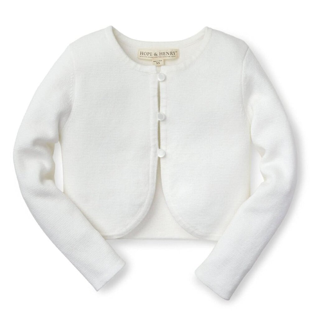 NWT Hope & Henry Cropped Curved Hem Cardigan Sz 2-3